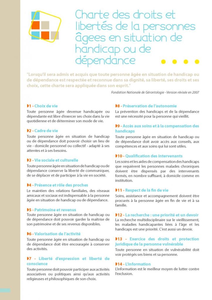 CHARTE DES DROITS ET LIBERTES DE LA PERSONNE AGEE CENTRE HOSPITALIER